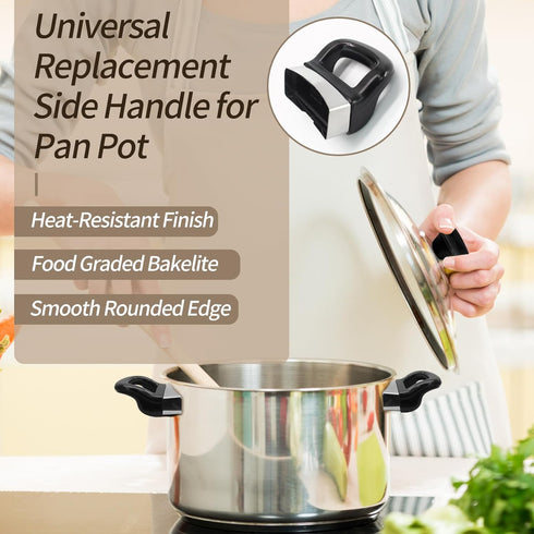 2pcs Pot Handle, Pan Handle Replacement, Universal Pot Handles replacement for Sauce Pot, Cooker, Steamer, Pressure Pan Short Side Handle (1 or 2-Hole Installation)