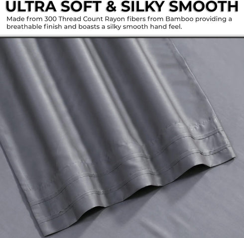 Tribeca Living BAMB300PCSTST 300 TC Rayon from Bamboo Pillow Pair, Standard, Pack of 2, Steel Grey