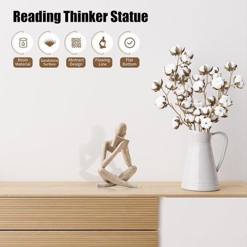 UTTCMK Bookshelf Decor Reading Statue - Abstract Art Thinker Sculpture Bookend for Shelves Aesthetic, Modern Home
