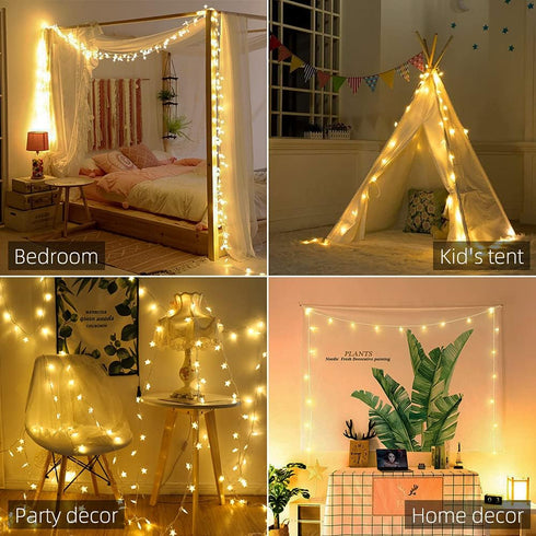 Star String Lights 10Ft, 20 LED Fairy Lights, Battery Operated Waterproof Indoor Outdoor Twinkle Christmas Lights