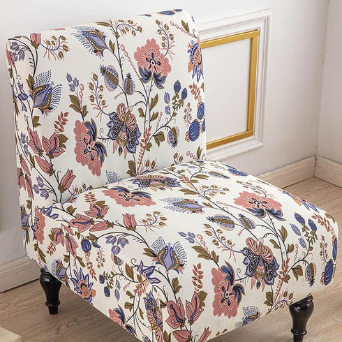 Armless 06 Accent Chair Cover - Soft Printed Slipcover for Living Dining Room Slipper Chairs