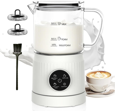 Casimhu 4-in-1 Milk Frother, Electric Milk Frother and Steamer with LED Touch