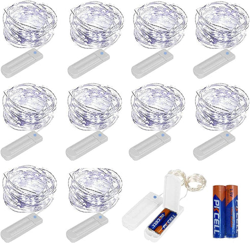 ZNYCYE 10 Pack Fairy Lights Battery Operated, 10ft 30 LED String Lights 8 Modes with Timer Waterproof for DIY Wedding