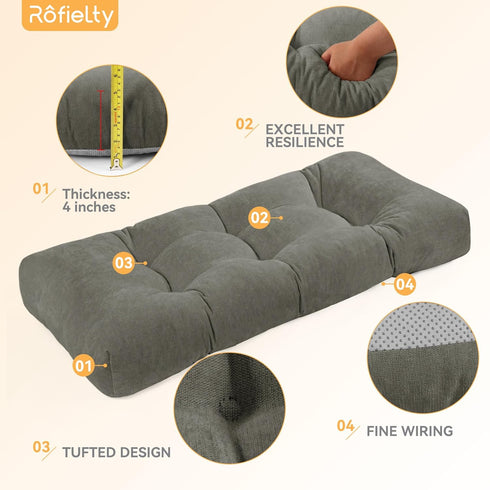 36 Inch, 36x14x4) ROFIELTY Bench Cushion Non-Slip Tufted Bench Cushion for Indoor Furniture for Bay Window, Entryway