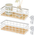 Funrous 2 Pcs Metal Wire Basket, White Toilet Paper Basket Organizer with Wooden Base for Kitchen Countertop