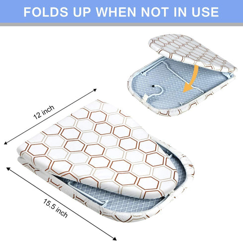 Small Tabletop Ironing Board 30" L x 12" W, Heavy Duty with Mesh Metal Base & 100% Cotton Cover, Portable Folding Mini