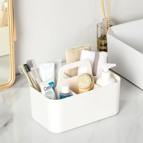 Multiuse Caddy Organizer with Handle - Stackable Plastic Bin for Art, Craft, Makeup, Bathroom, Kitchen, Office