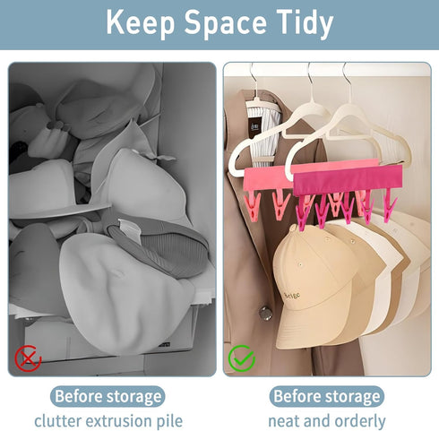 TamBee Travel Hangers, Foldable Portable Clothes Drying Hanger with 6 Clips, Pack of 3
