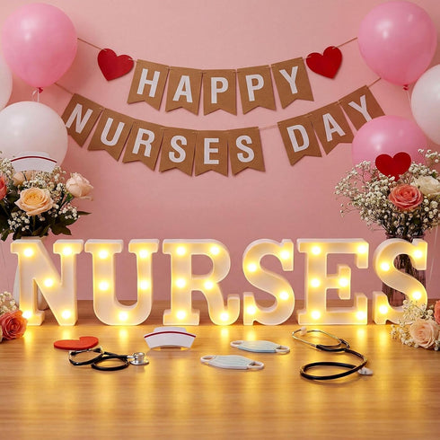 6 3D Aurelema Pcs Nurses Week Decorations LED Light up Letters Marquee Nurse Tables Centerpieces Signs for of Nursing