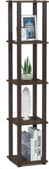 5-Tier FURINNO Turn-S-Tube Corner Square Rack Display Shelf, Walnut/Brown