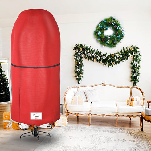 Christmas Tree Cover with Adjustable Straps, Durable Upright Xmas Tree Storage Bag with Zipper for up to 6 Foot
