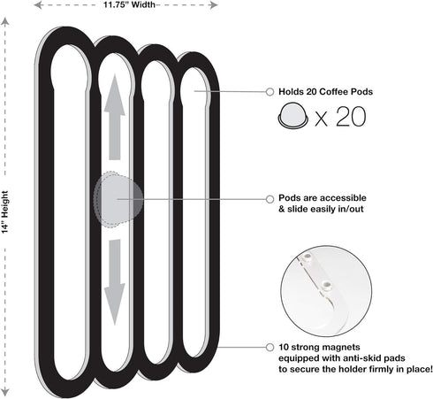 Demi's Home Magnetic Coffee Pod Holder for Nespresso Vertuo Capsules, Transparent Fridge Mount