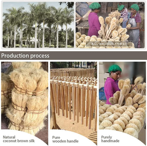 BIEAEIA Toilet Brush, Natural Coconut Fibre Brush Head and Rubber Wood Handle, Great for Bathroom