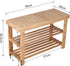 3 KKTONER Bamboo Shoe Rack Bench Tier Entryway Seat Shoe Organizer Storage Shelf Natural Color