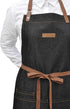 Denim Kitchen Apron with Pockets, Professional Chef Bib Apron for Cooking, Grill & BBQ