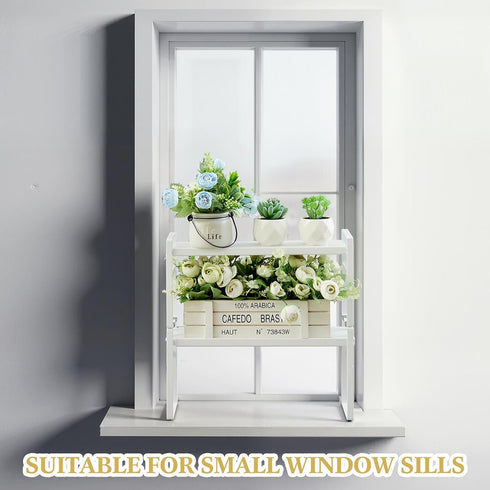 BrightRow 2 13.7 3.5 7.28 Inches, Pcs Expandable Window Sill Plant Shelf, x x Stackable Narrow over The Sink Shelf