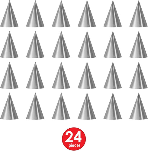 Beistle 24-Piece Cone Hats in Silver, Classic Elegant Party Supplies for Birthdays, Anniversaries