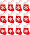 12Pcs Mini Christmas Stockings Snowflake Holders for Candy, Knife, Spoon, Fork, and Xmas Table Decorations