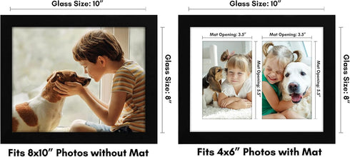 Americanflat 4x6 Double Picture Frame, Shatter-Resistant Glass, Fits Two 4x6 Photos or One 8x10, Black