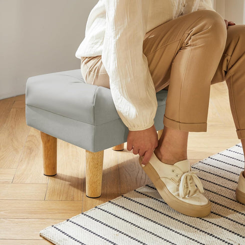 15.75" 11.42" W12.6" UHBD040G YMYNY Small Footstool Ottoman, Faux Leather Footrest with Sponge Padded Seat, Step Stool