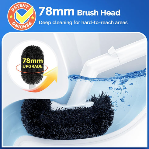 HAMITOR Toilet Plunger Bowl Brush ComboHeavy Duty Rubber for Drain Clog Remover - Curved Design Bristles for Deep