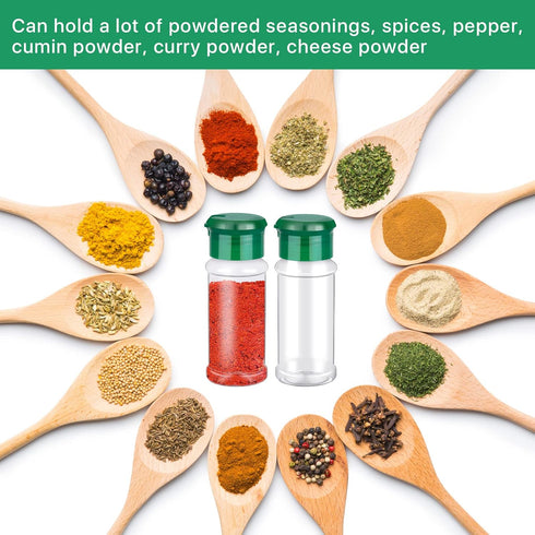 Supkiir 50Pcs 3.3 oz/100ml Plastic Spice Jars, Spice Containers with Shaker Lids Bottles Seasoning Shaker Jars