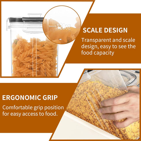 HKJ Chef Set (4L 135.2oz), 4PCS 20 Cereal Containers Storage / Airtight Food Storage Containers with Lids, Cereal
