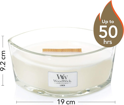 WoodWick Ellipse Scented Candle, Linen, 16oz - Up to 50 Hours Burn Time