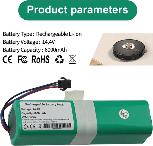 MULS 6000mAh Vacuum Battery Replacement for Coredy L900 L900W L900X Sweeping Robot Vacuum Cleaner with Tools