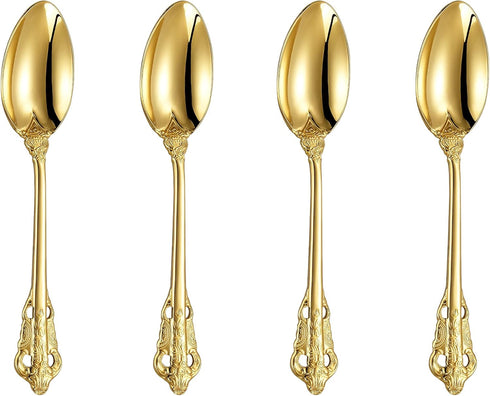 KEAWELL Luxury 6.3" Teaspoons, 18/10 Stainless Steel, Gorgeous Small Spoons for Stirring, Mixing, Dessert (Gold)