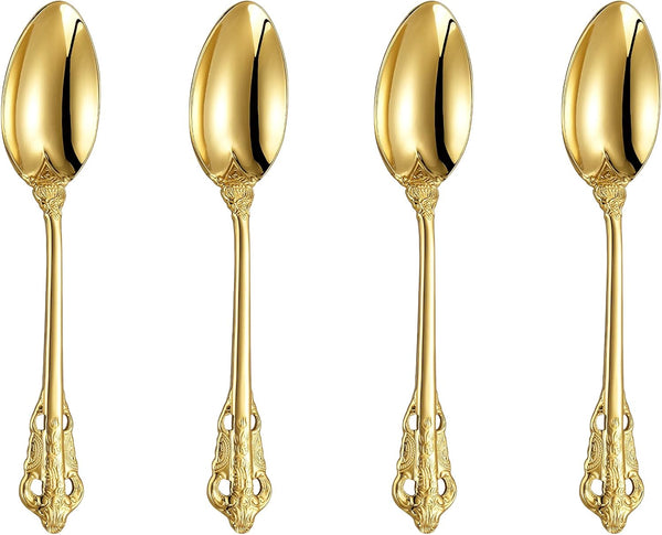 KEAWELL Luxury 6.3" Teaspoons, 18/10 Stainless Steel, Gorgeous Small Spoons for Stirring, Mixing, Dessert (Gold)