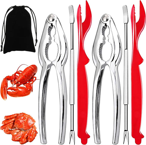 Artcom 7 Piece Seafood Tools Set - 2 Crab Crackers, 2 Lobster