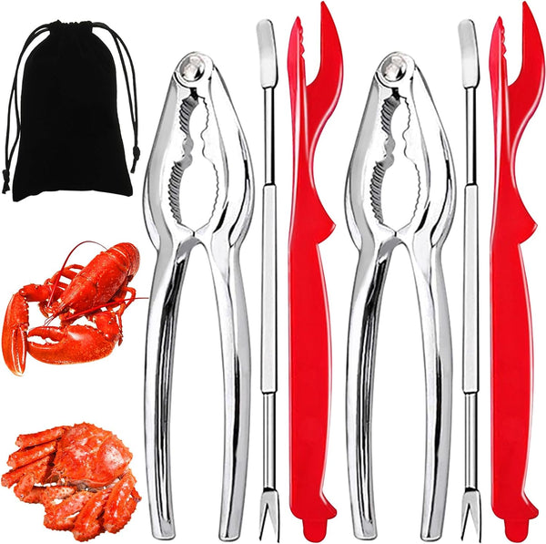 Artcom 7 Piece Seafood Tools Set - 2 Crab Crackers, 2 Lobster