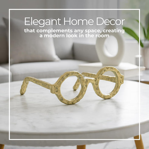 7"x3", Round Glasses Decorative Object Aluminum Sculpture Modern Home Decor Ornament Shelf Styling & Coffee Table Decor