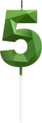 Green Happy Birthday Cake Candles - 3D Design Wedding Cake Number 5 Topper Decoration for Party