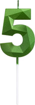 Green Happy Birthday Cake Candles - 3D Design Wedding Cake Number 5 Topper Decoration for Party