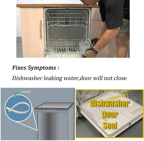 Dishwasher Door Seal Kit Compatible with Frigidaire & Kenmore - Includes Tub Gasket, Bottom Seal, Splash Shield
