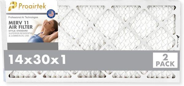 Proairtek AF14301M11SWH Model 14x30x1 Air Filters, Pack of 2, MERV 11 for Clean Air