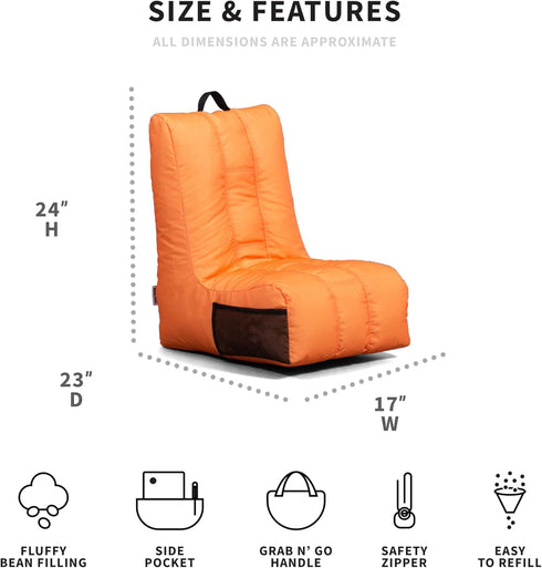 2 Big Joe Video Lounger Bean Bag Chair, Tangerine Smartmax, feet