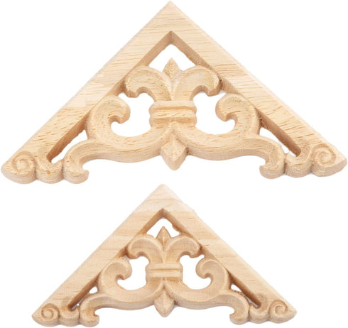 MUXSAM 4Pcs Wood Carved Appliques Onlays - Unpainted Wooden Corner Carvings for Wall Door Mirror Cabinet Decor,