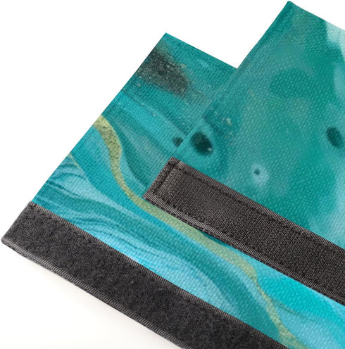Teal Green Marble Print Refrigerator Door Handle Covers, Set of 2 Kitchen Appliance Handle Covers for Fridge,