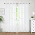 White Sheer Curtains 84 Inches Long, Lattice Geometric Embroidered Semi Sheer Curtain Panels, 52"w x 2pcs, Grommet Top