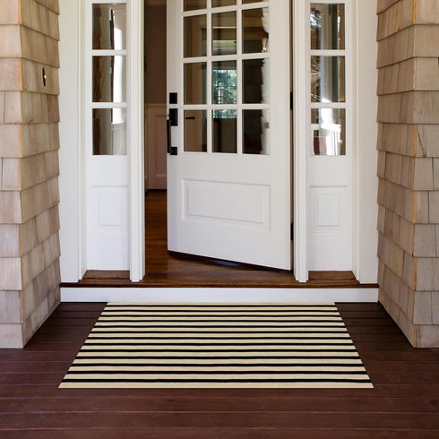 Front Door Mat Outside Entrance, 2'x4.3' Cotton Machine Washable Outdoor Doormat, Reversible Layered Mats