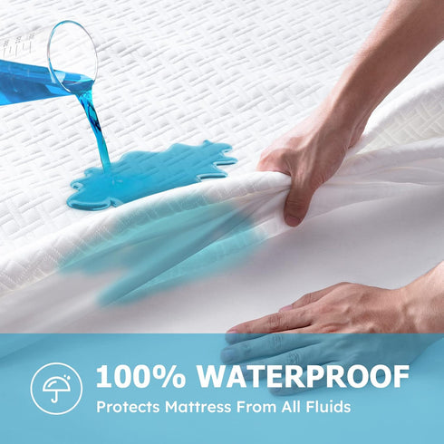 Cozymaker TwinXL Size Waterproof Mattress Protector - Cooling Fitted Cover with 8-21" Deep Pocket, Soft Breathable