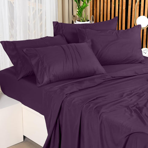 Utopia Bedding Queen Sheet Set – 4 Piece Bed Sheets for Queen Size Bed, Soft Microfiber, Dark Purple