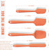 Silicone Spatula Set - 4-Piece Heat Resistant Rubber Spatulas for Nonstick Cookware - Orange