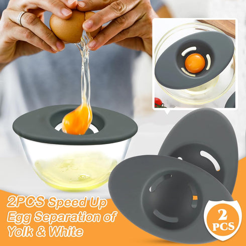 2PCS 3-Slit Set 2 Silicone Egg Separators, Food-Silicone Egg White Separator, Egg White Separator from Yolk for Baking