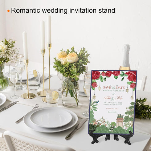 uxcell 9" Acrylic Plate Stands for Display Easels, Transparent 5Pcs Acrylic Plate Holder for Card Photo Frame