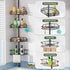 4-Tier 47-121 Inch HAMITOR Shower Caddy Tension Pole: Rustproof Bathroom Corner Shelf Organizer for Renters - No Drill