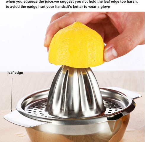 Wingwa Stainless Steel Lemon Squeezer Citrus Juicer Handheld Press Orange Juice Squeezing Tool with Bowl Storage
